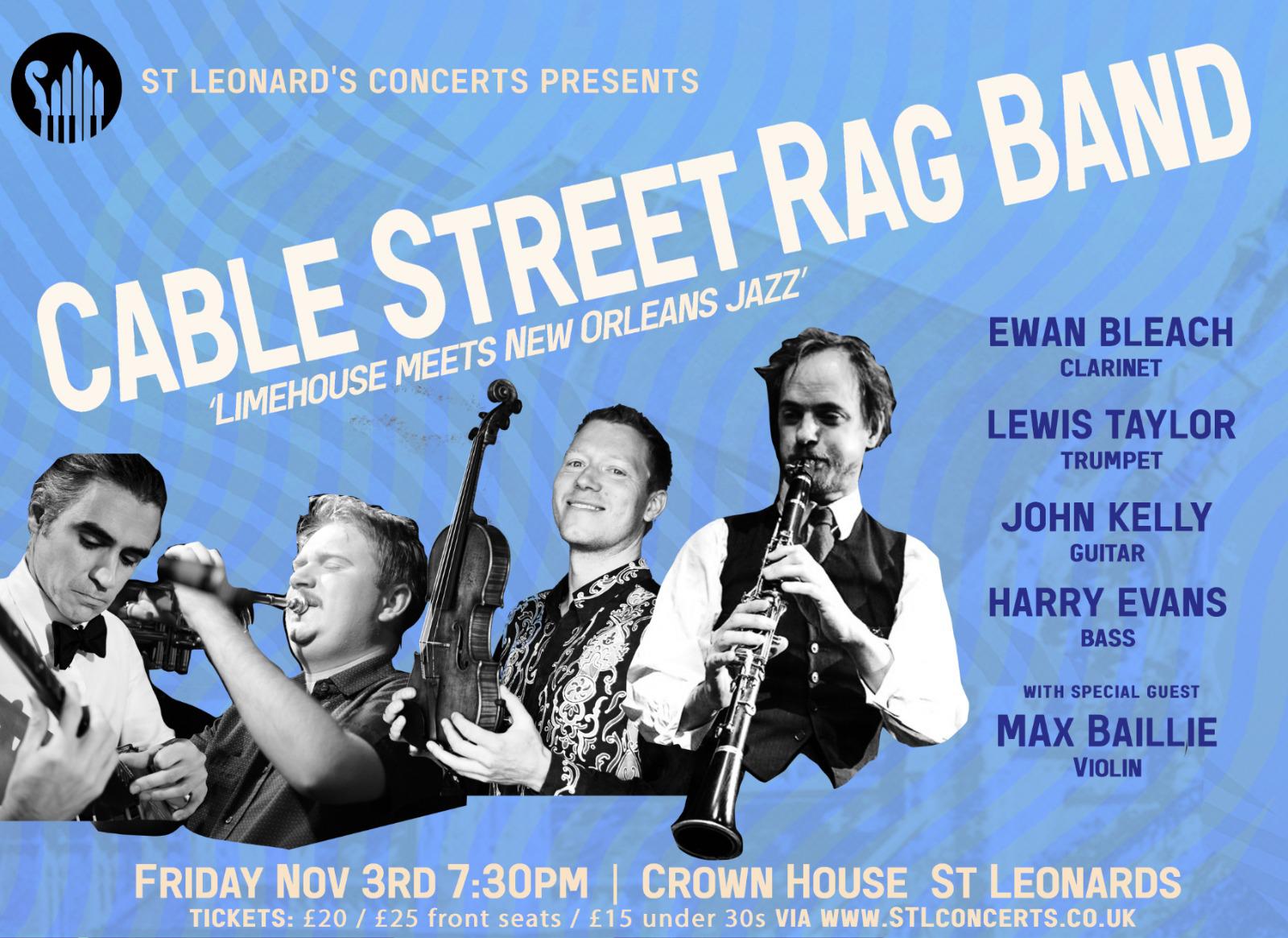 St Leonards Concerts. 3rd November 2023. Cable Street Rag Band.